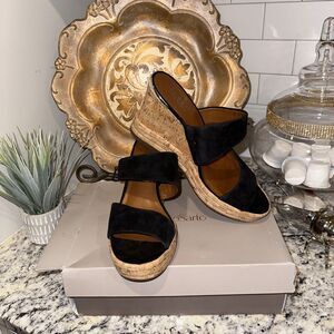 FRANCO SARTO Fiore Black Suede size 11M platforms/sandal cork Sole